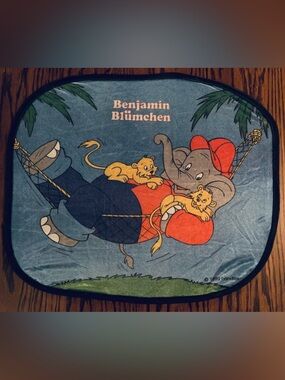 Vintage Benjamin Blümchen Car Sun Shade 1999 – Retro Kids Collectible